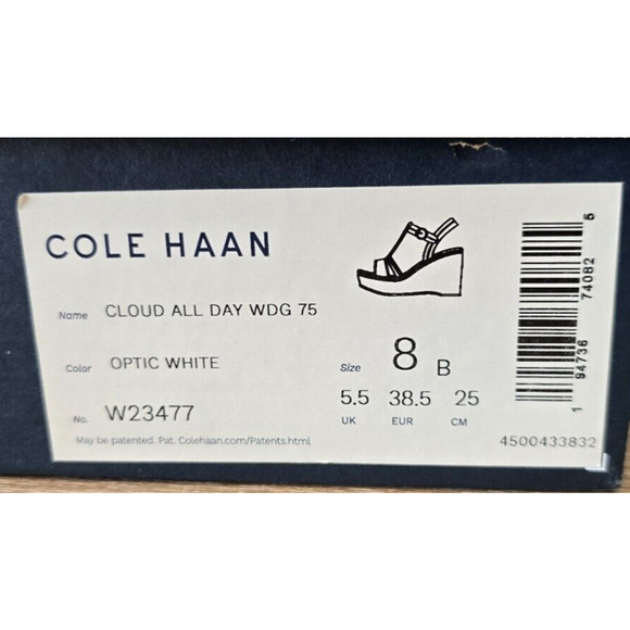 Cole Haan Cloud Feel All Day Wedge 75 Sandals Women’s Size 8 B New In Box White - Picture 4 of 4